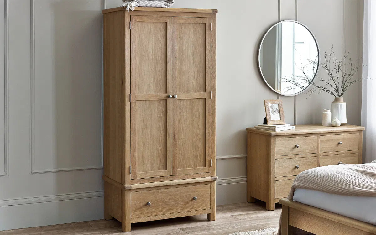 Cayden Limed Oak Wood Double Wardrobe
